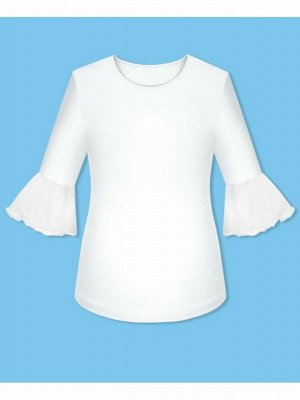 Джемпер (блузка) для девочки с воланами,белый Цвет: белый