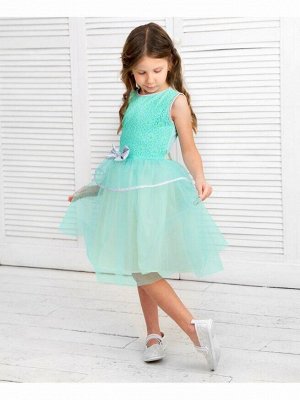 Ментоловое нарядное платье с сеткой для девочки Цвет: ментоловый