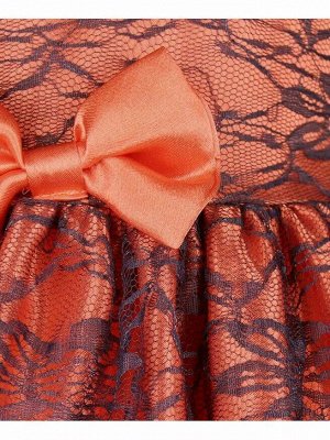 Нарядное платье для девочки с гипюром Цвет: коралловый