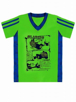 Салатовая футболка для мальчика Цвет: салат+синий