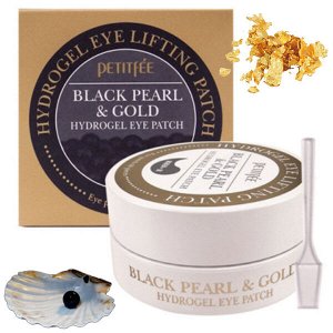 Гидрогелевые патчи для глаз на основе жемчужной пудры и золота Petitfee Black Pearl & Gold Hydrogel Eye Patch, 60 шт