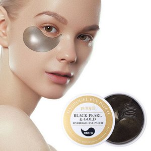 Гидрогелевые патчи для глаз на основе жемчужной пудры и золота Petitfee Black Pearl & Gold Hydrogel Eye Patch, 60 шт