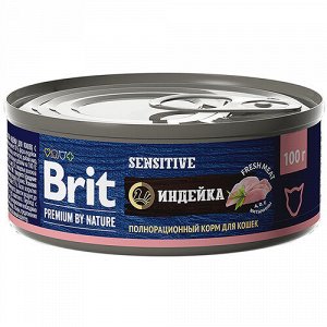 Brit Premium by Nature конс 100гр д/кош Sensitive чувств.пищ Индейка