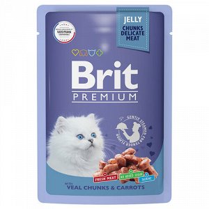 Brit Premium пауч 85гр д/котят Jelly Телятина/Морковь/Желе