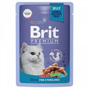 Brit Premium пауч 85гр д/кош Jelly кастр/стерил Перепелка/Желе (1/14)