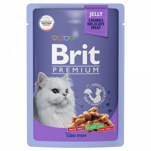 Brit Premium пауч 85гр д/кош Jelly Треска/Желе (1/14)