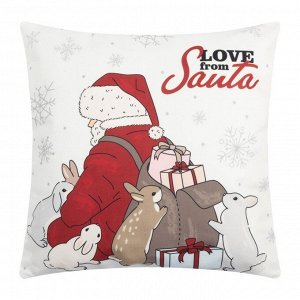 Чехол на подушку  "Love from Santa", 40*40 см, 100 п/э, велюр