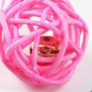 Пижон Набор из 2 плетёных шариков из лозы с бубенчиком, 3 см, розовый/зелёный