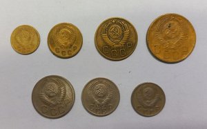 Набор монет 1948-1956гг пятый герб СССР