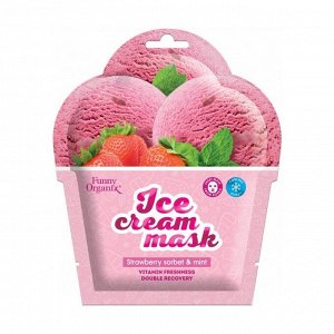Маска-мороженое для лица тканевая Охлаждающая Strawberry Sorbet & Mint, Funny organix, 22г