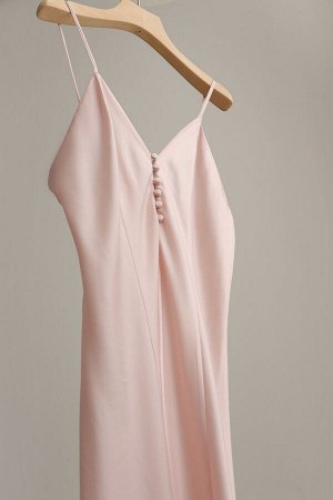 Женская ночная сорочка, V-образный вырез, с пуговицами, цвет розовый