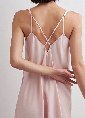Женская ночная сорочка, V-образный вырез, цвет светло-розовый