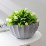 Кашпо со вставкой 2,4л d22см h10,5см &quot;Ракушка&quot;, цвет серый шёлк