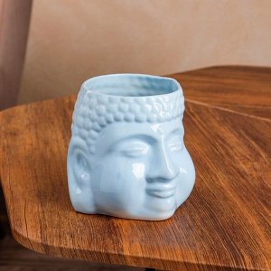 Фигурное кашпо "Будда", голубое, керамика, 1.3 л