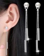 Серьги из стерлингового серебра украшенные искусственным жемчугом