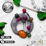 Брошь &quot;Ветвь турмалиновая&quot;, цветная в черненом серебре