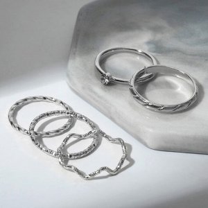 Кольцо набор 5 штук "Идеальные пальчики" свечение, цвет белый в серебре