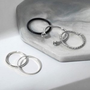 Кольцо набор 5 штук "Идеальные пальчики" утончённость, цвет белый в чёрно-серебряном металле