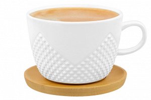 Чашка для капучино и кофе латте 500 мл 14,5*12,8*9 см "Ромбики" + дер. подстав