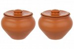 Набор 2 горшков 0,9 л 14,5*14,5*12,5 см &quot;TerraCotta&quot; с крышкой для запекания терракота