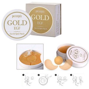 Антивозрастные гидрогелевые патчи для глаз с золотом и EGF Petitfee Gold EGF Eye & Spot Patch, 60 шт+30 шт