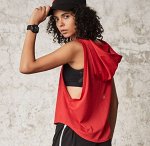 Женская спортивная сетчатая майка с капюшоном, с надписью &quot;GET FIT&quot;, цвет красный
