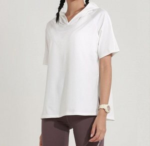 Женская спортивная футболка с капюшоном, цвет белый