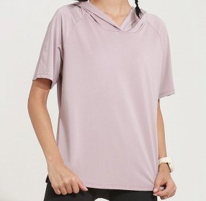 Женская спортивная футболка с капюшоном, цвет розовый
