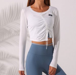 Женская спортивная кофта с завязками, цвет белый