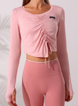 Женская спортивная кофта с завязками, цвет розовый
