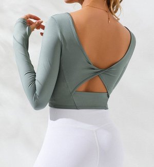 Женская спортивная кофта с вырезами на спине, цвет зеленый
