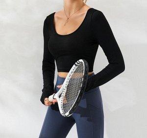 Женская спортивная кофта с вырезами на спине, цвет черный