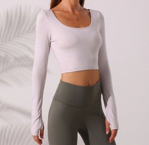 Женская спортивная кофта с вырезами на спине, цвет белый