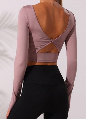 Женская спортивная кофта с вырезами на спине, цвет розовый