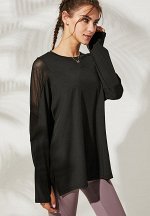 Женская спортивная кофта с сетчатыми вставками, цвет черный