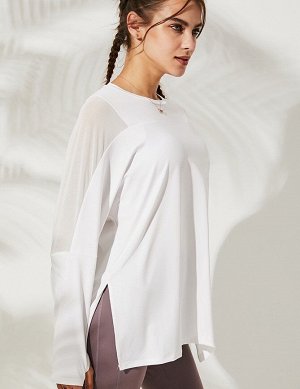 Женская спортивная кофта с сетчатыми вставками, цвет белый