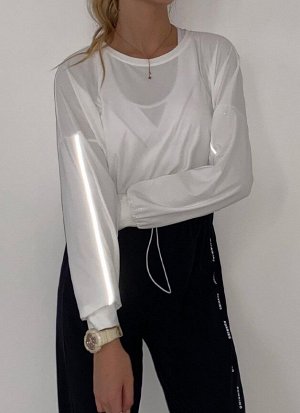 Женская спортивная кофта со светоотражающими вставками, цвет белый