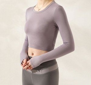 Женская спортивная кофта с вырезом на спине, цвет сиреневый