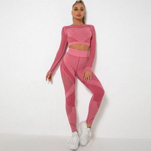 Женский спортивный костюм (кофта+леггинсы), цвет розовый