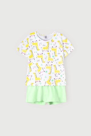 Пижама(Весна-Лето)+girls (жирафы на самокатах, нео-минт)