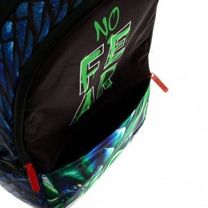 Рюкзак молодежный эргономичная спинка + usb и аудио выход deVENTE Red Label , 39 х 30 х 17 см, No Fear синий/чёрный/зелёный