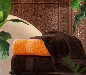 Набор из 2 полотенец Marrakesh Кораллово-оранжевый + Темный шоколад