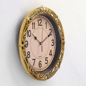 Часы настенные, серия: Интерьер, "Джина", дискретный ход, 29 х 29 см, d=17 см цвет золото