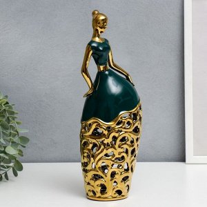 Сувенир керамика "Фрейлина" тёмно-зелёный с золотом 31х7 см
