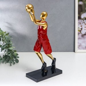 Сувенир полистоун спорт "Баскетболист в красной форме - бросок" 30х7,5х13,5 см