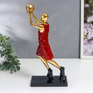 Сувенир полистоун спорт "Баскетболист в красной форме - бросок" 30х7,5х13,5 см