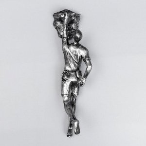 Сувенир полистоун "Скалолаз - зацеп одной рукой" чернённое серебро 31х9 см