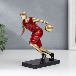 Сувенир полистоун спорт "Баскетболист в красной форме - обводка" 21х7,5х13,5 см