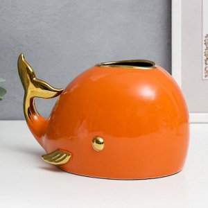 СИМА-ЛЕНД Сувенир керамика салфетница &quot;Кит&quot; оранжевый с золотом 14х26 см
