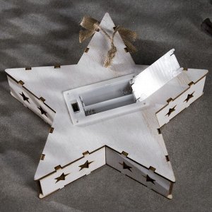 Светодиодная фигура «Звезда с оленями» 19x19x4 см, дерево, батарейки АААх2 (не в комплекте), свечение тёплое белое